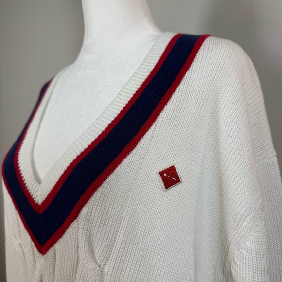 The Upside Cable Knit Varsity Sweater, Old Money, Preppy, Tenniscore, Size M - Picture 8 of 16